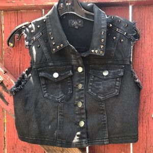 Black, Spiked, Denim Vest